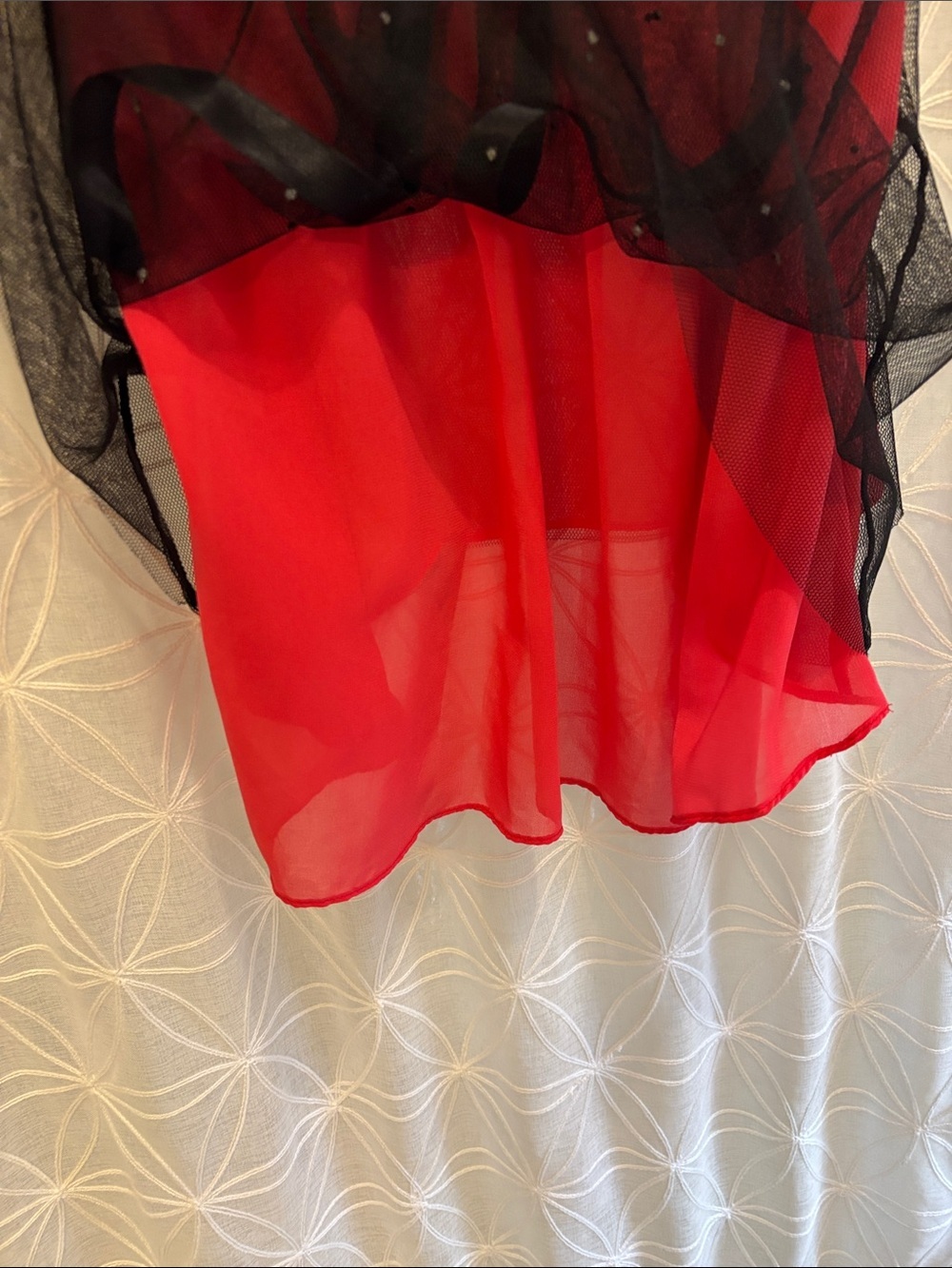 Victoria's Secret Red Sheer Babydoll Chemise with Black Trim - Picture 4 of 8